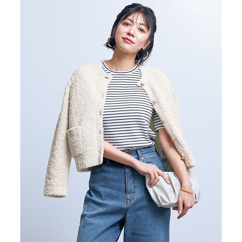 UNFILO可洗织带流苏设计时尚适宜针织开衫女ONWARD