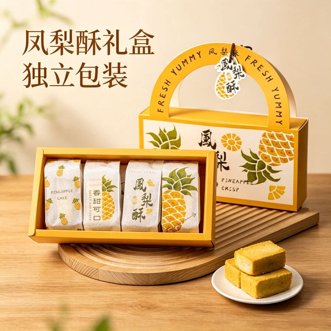 凤梨酥手提礼盒机封棉纸袋吸塑内托手作烘焙中秋伴手礼空盒套组