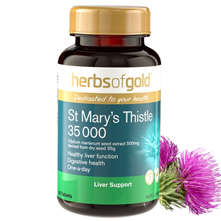 HerbsofGold奶蓟草护肝片水飞蓟应酬肚子大降转氨酶和丽康 60粒*1