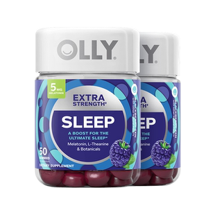 OLLY深度睡眠褪黑素安瓶5mg软糖50粒*2美国进口gaba茶氨酸强助眠