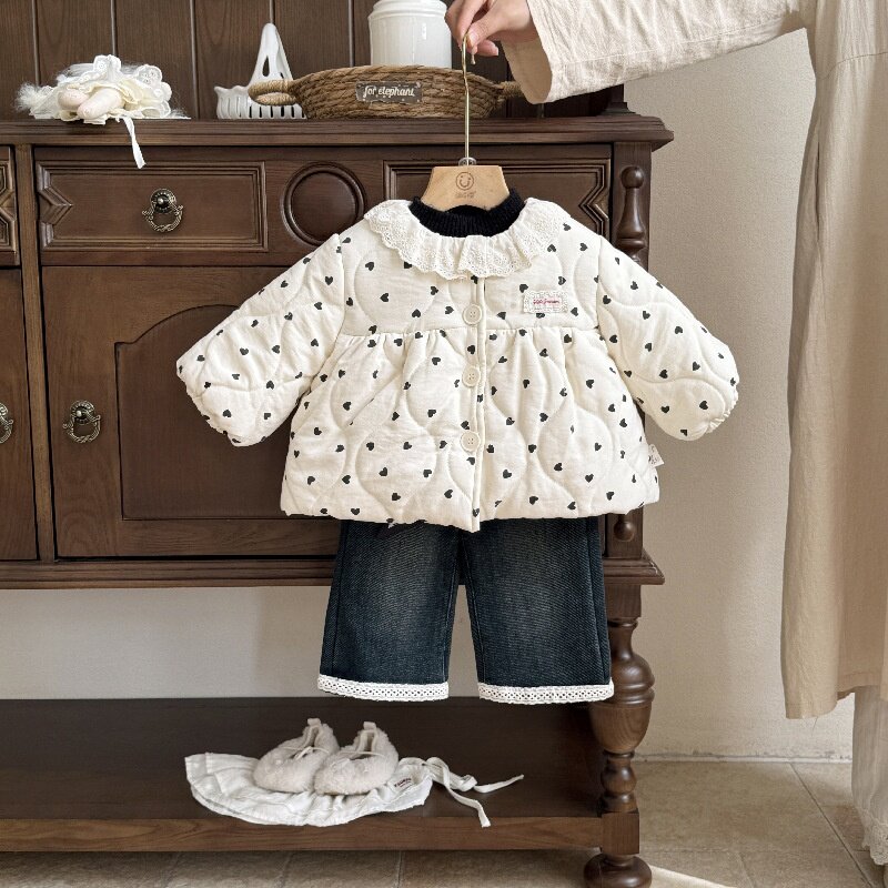 婴儿棉服衣服冬季女宝宝棉衣外套加厚冬装新款一岁幼儿外出服套装