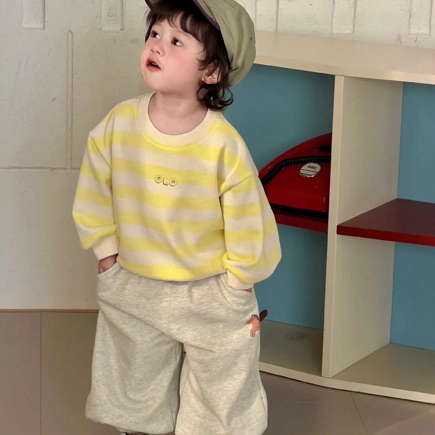 宝宝春装2026新款童装儿童套装春季衣服男童条纹卫衣卫裤两件套