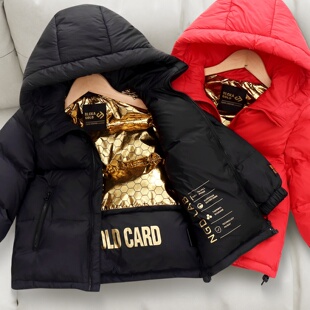 新款黑金儿童防寒服男童女童反季中大童加厚连帽现货