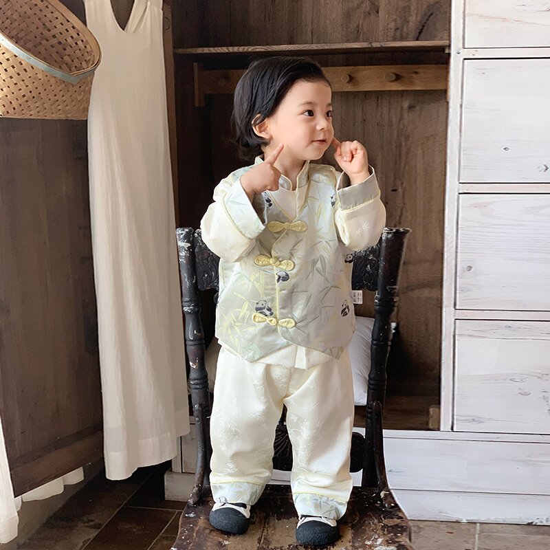 男童汉服套装秋装儿童国风中式唐装生日抓周宴宝宝一周岁礼服春秋