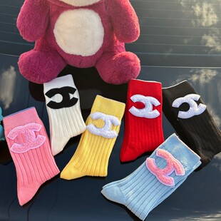 小香风袜子女2025新款 ins棉袜 中高筒百搭针织洋气马卡龙网红爆款
