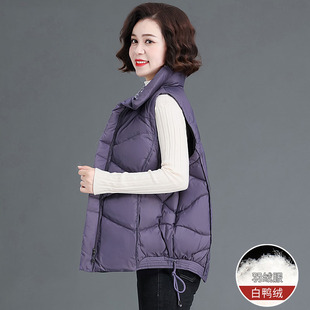 中年妈妈秋冬羽绒马甲时尚冬季宽松外穿背心中老年女冬装外套时髦