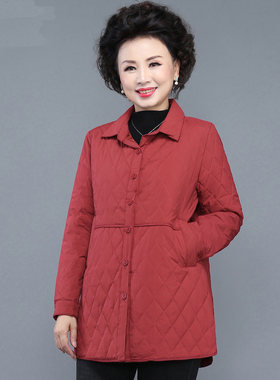 妈妈秋冬棉服外套中年妇女秋装轻薄羽绒棉衣洋气中老年人春秋上衣