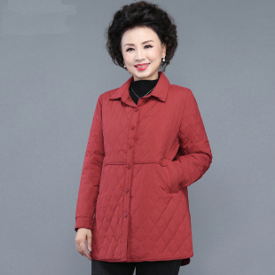 妈妈秋冬棉服外套中年妇女秋装轻薄羽绒棉衣洋气中老年人春秋上衣