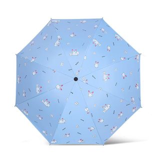 天堂鸟新款晴雨伞两用手动三折叠黑胶玉桂兔单人防紫外线学生可爱