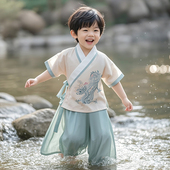 新款 男孩国学服古装 男宝新中式 新国风唐装 夏 套装 男童汉服2026夏装