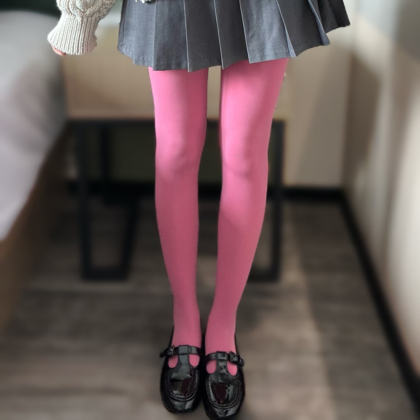 INS韩系温柔玫瑰粉色天鹅绒连裤袜芭蕾风甜妹彩色美腿显瘦丝袜女