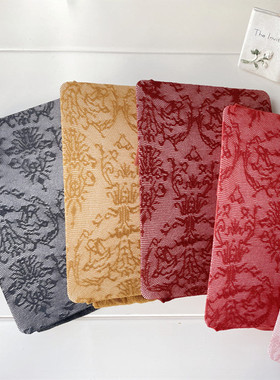 早秋20D复古巴洛克浮雕织花丝袜 防脱丝深灰色芥末黄色薄款连裤袜