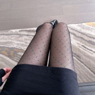透肉连裤 袜三色入 拼色点点薄款 早秋提花格子彩点美腿显瘦丝袜个性