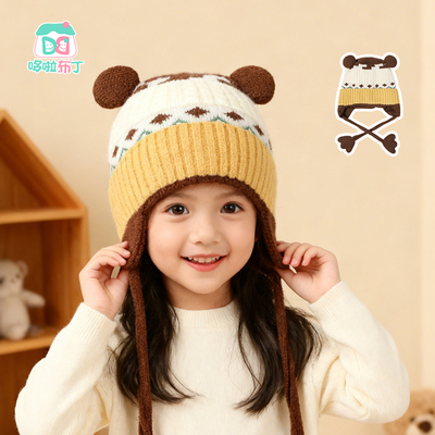 冬季宝宝棉布里针织毛线帽