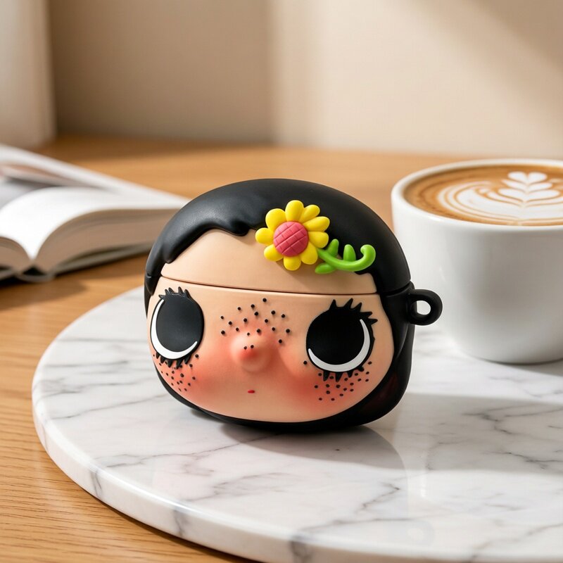 可爱卡通人物适用苹果AirPods1/2代3代4代Pro1/2Pro3耳机保护套软壳硅胶防摔潮玩花朵创意小玉耳机套少女图案