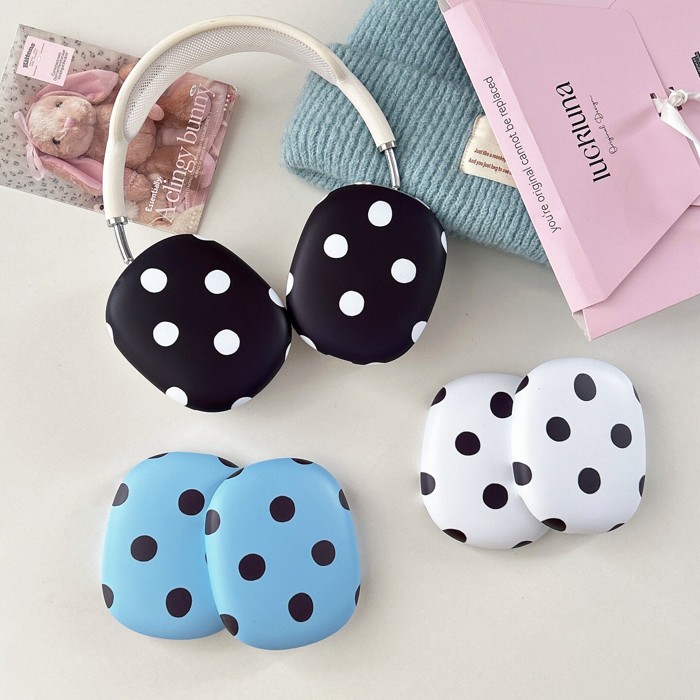 简约时尚适用苹果AirpodsMax韩国小众ins波点硬壳耳机保护套可爱卡通鞋花AirpodsMax2头戴式耳机保护套不撞款