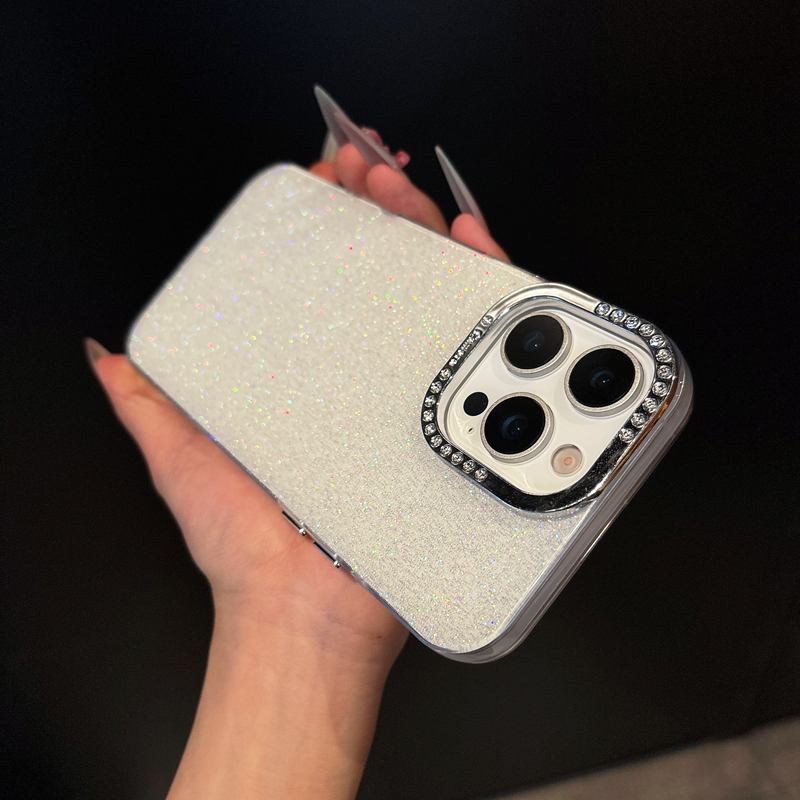 高级感闪粉简约满钻适用苹果16promax手机壳新款iPhone15pro全包保护套14pro防摔13奢华镜头全包12小众潮女款