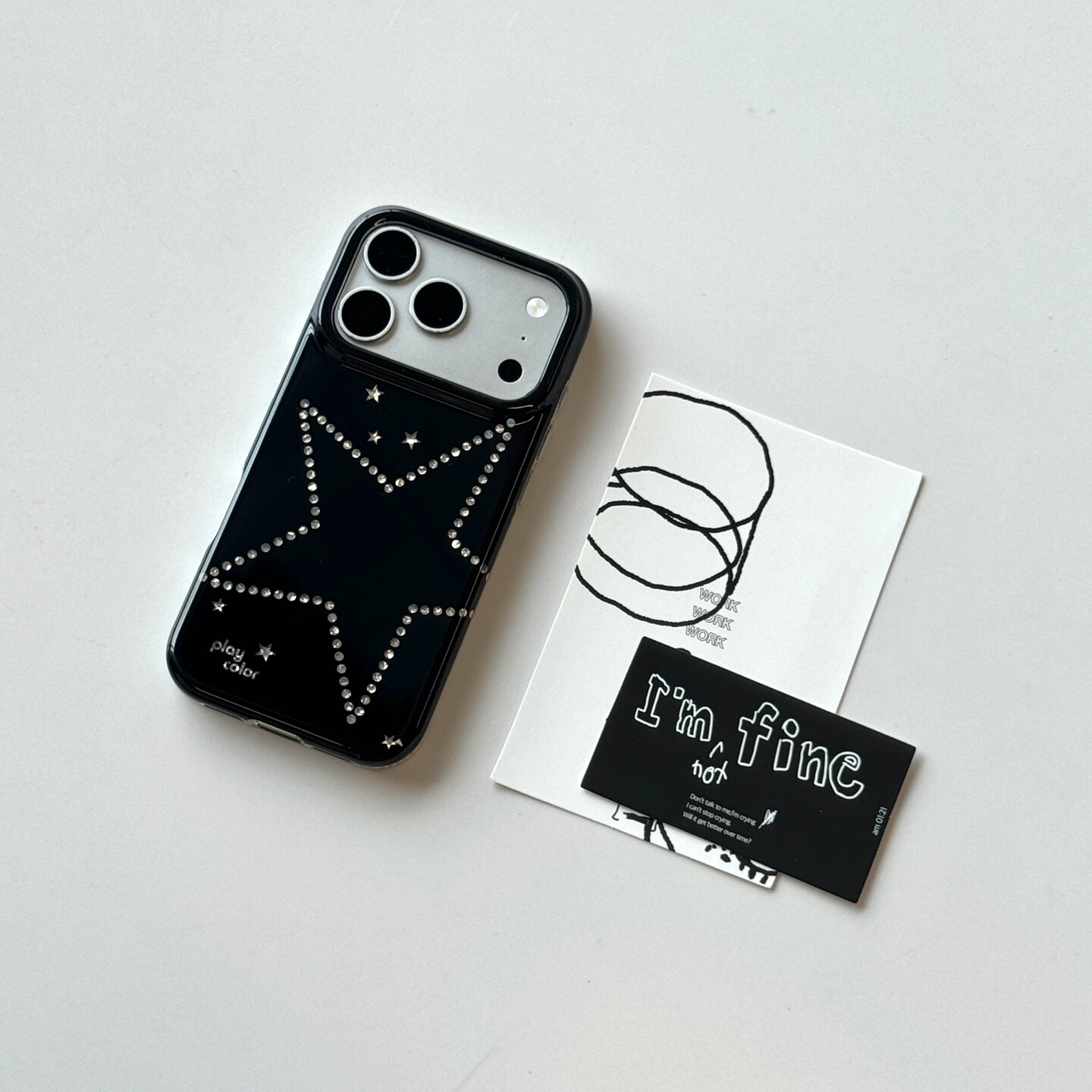 简约时尚纯色黑白好看大孔新款简约时尚苹果iPhone17promax镂空星星钻石保护套小众高级感15/16promax手机壳