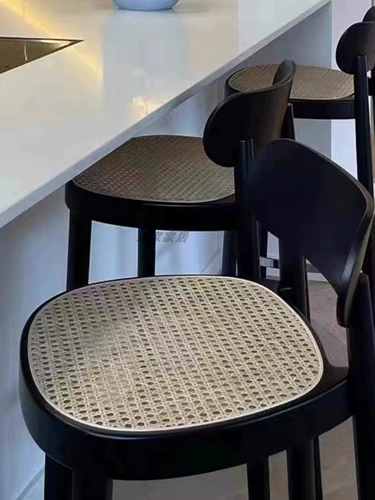 Стул с твердым древесином Bar Simple Modern Bar Homevatan Battan Bar Stool Nordic Backrest Bar Stool Mik
