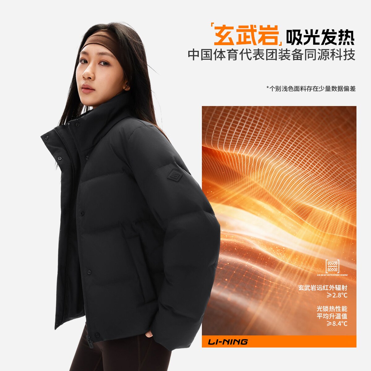 李宁2026新款女子防泼水鸭绒健身系列短羽绒服AYMW242-1