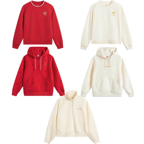 李宁日进斗金卫衣女士2025蛇年新款红色针织上衣AWDV182/184/188