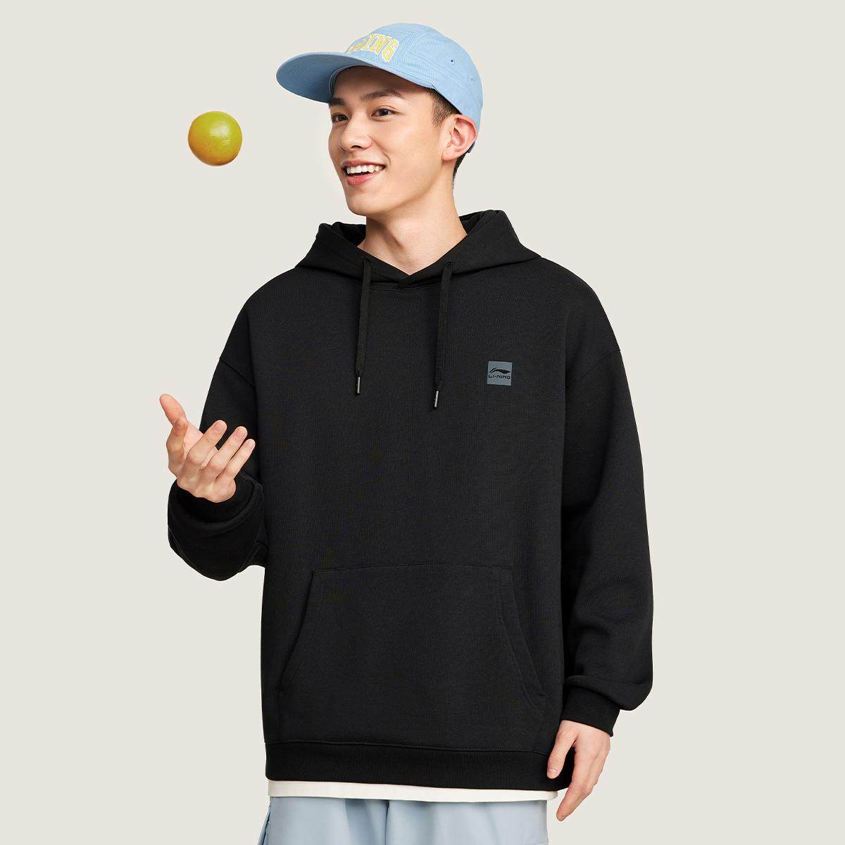 李宁2025秋季新款男女款加绒抗静电抗菌经典宽松连帽卫衣AWDVE01