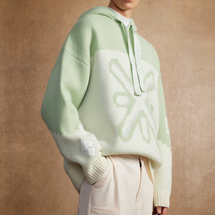 李宁毛衣2023冬季新款男子韦德系列宽松套头连帽编织衫AMBT225