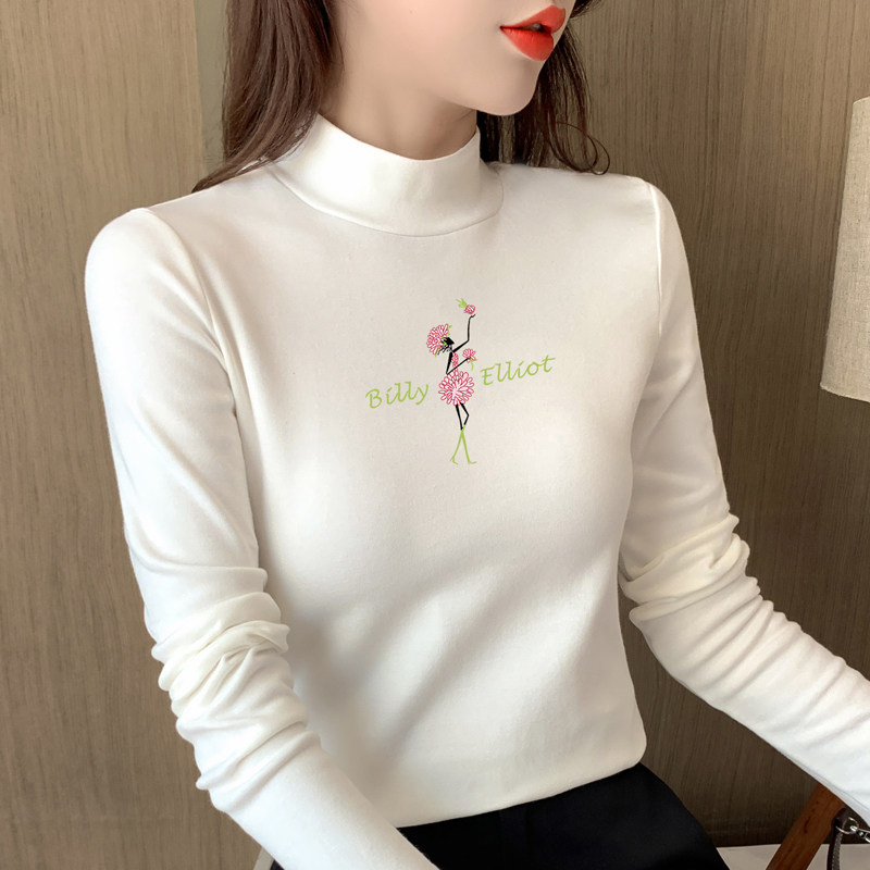 2021年新款春秋冬黑色打底衫女长袖洋气修身加厚纯棉高领内搭t恤