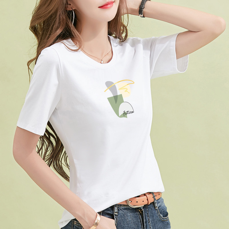 短袖t恤女装夏季2021年新款纯棉白色体桖半袖薄款设计感国潮上衣