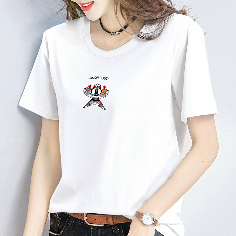 ins超火韩版宽松短袖t恤女2025夏季新款百搭女士白色纯棉圆领上衣