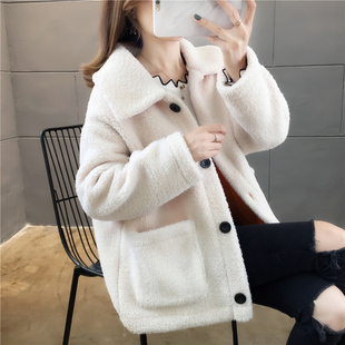羊羔毛绒外套女士2020年新款秋冬季加绒加厚韩版宽松百搭开衫卫衣