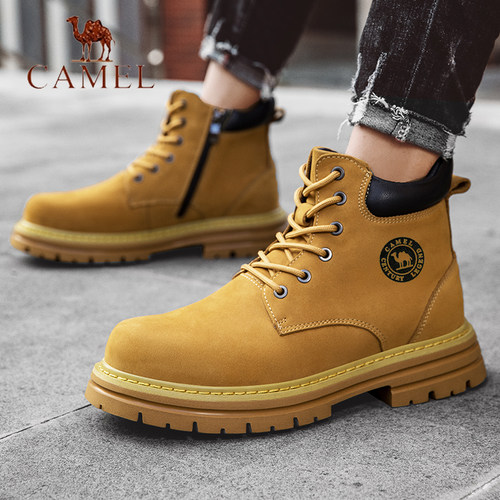 骆驼新款工装厚底大黄靴