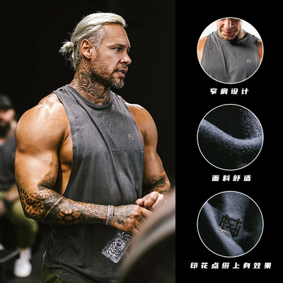 古典黑豹无袖背心男宽松纯棉坎肩