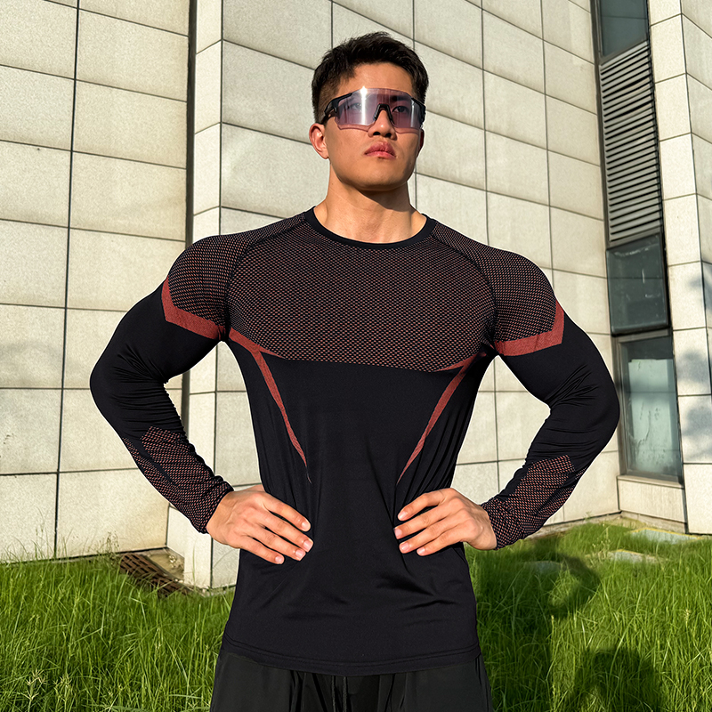 ORGN鲨鱼长袖男修身速干运动T恤