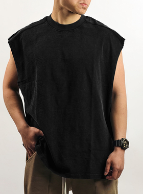 cleanfit无袖坎肩男子纯棉休闲运动宽松大码背心纯色打底运动T恤