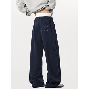 2026年潮 宽松休闲阔腿运动裤 潮牌撞色设计感垂感弯刀卫裤 男女美式