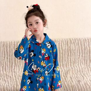 2026米奇卡通可爱长袖长裤睡衣女童春秋甜美可爱家居服套装可外穿