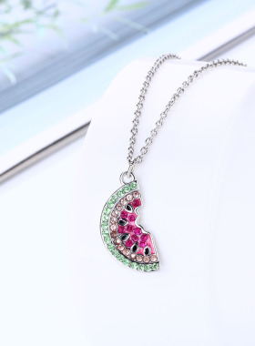 简约个性合金镶钻西瓜项链