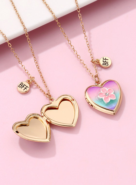两个人的友谊爱心盒子好朋友项链