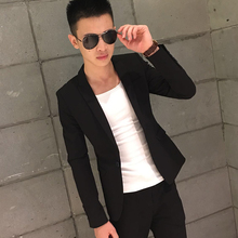 修身 2021秋冬新款 小西装 休闲男士 单件高级感黑色小西服韩版 外套潮