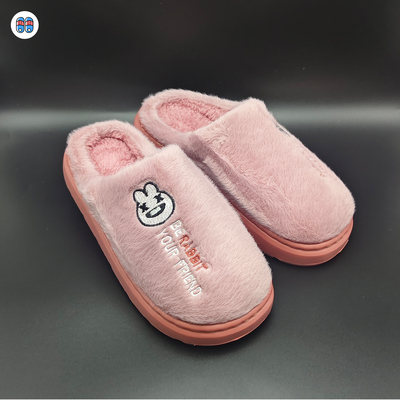 女款秋冬季卡通加绒加厚毛毛拖鞋厚底包头居家室内保暖防滑棉拖鞋