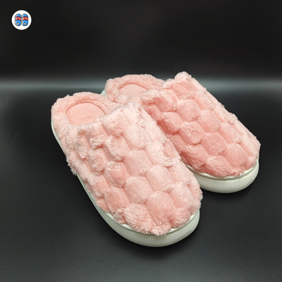 女款纯色厚底加绒加厚超暖毛绒棉拖鞋秋冬居家室内保暖防滑毛毛鞋