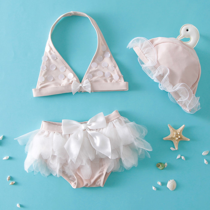 新款分体小天鹅儿童泳衣女童连体泳装小孩宝宝婴儿蓬蓬裙泳衣包邮