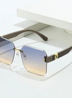 女无框2025太阳眼镜大脸防紫外线素颜显瘦偏光高级感新款切边墨镜