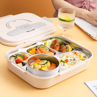 316不锈钢饭盒上班族可微波炉加热专用学生小学生高颜值分格餐盒