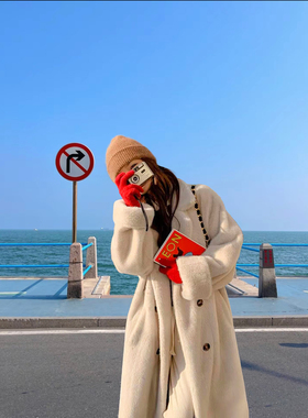 秋冬2025加厚长款西服领仿水貂绒皮毛一体毛毛环保皮草女外套大衣