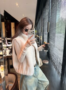 水貂绒立领毛毛马甲女