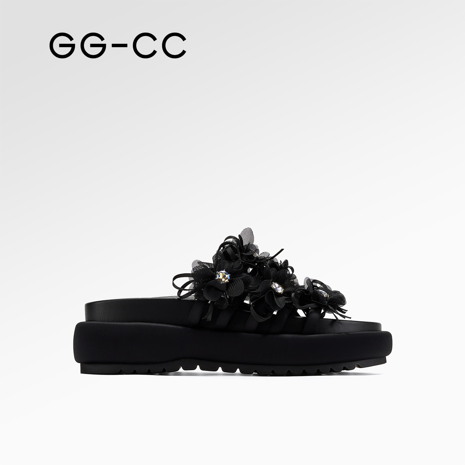 GGCC法式波嬉风厚底拖鞋