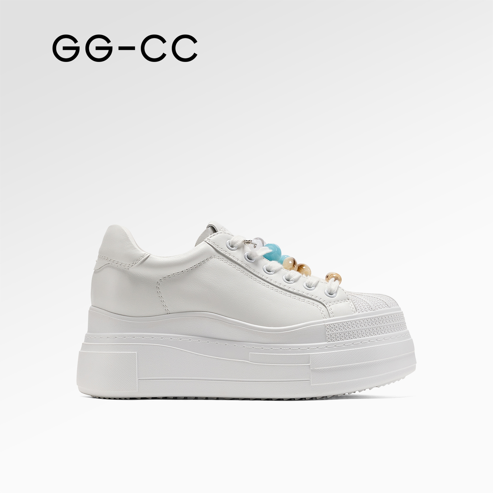 GGCC贝壳头厚底小白鞋新款板鞋
