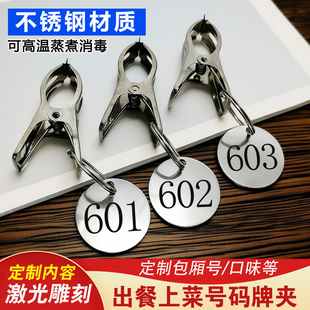 金属号码牌数字编号夹子麻辣烫饭店餐饮口味叫号上菜传菜牌夹定制
